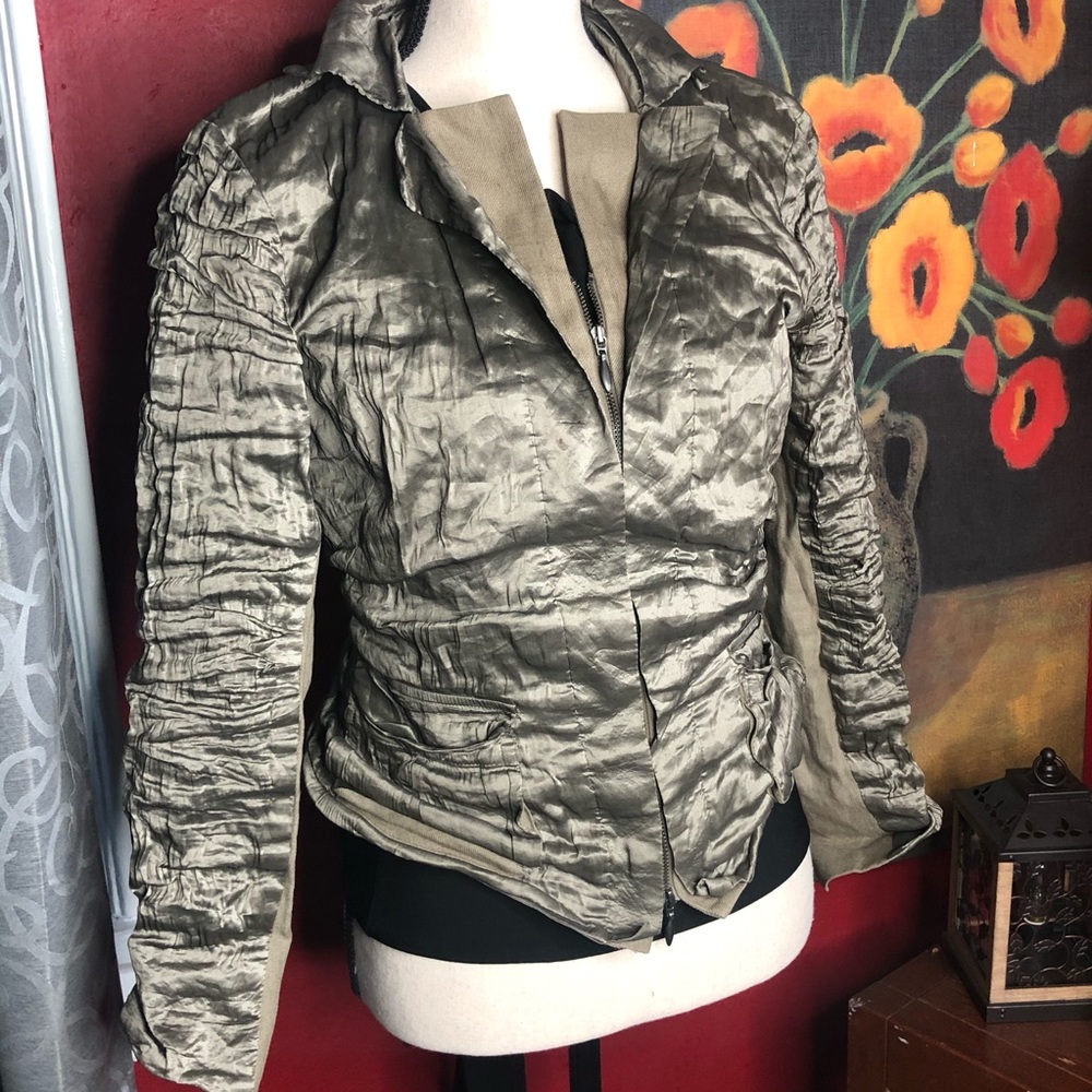 Carlisle Vintage Metallic Pewter Linen Jacket 0